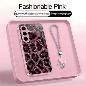 Suitable for [Galaxy S24] high-end women's phone case，a beautiful four-leaf clover lanyard is included🥰,simple yet sophisticated leopard print design, affordable price, available in multiple colors YM99