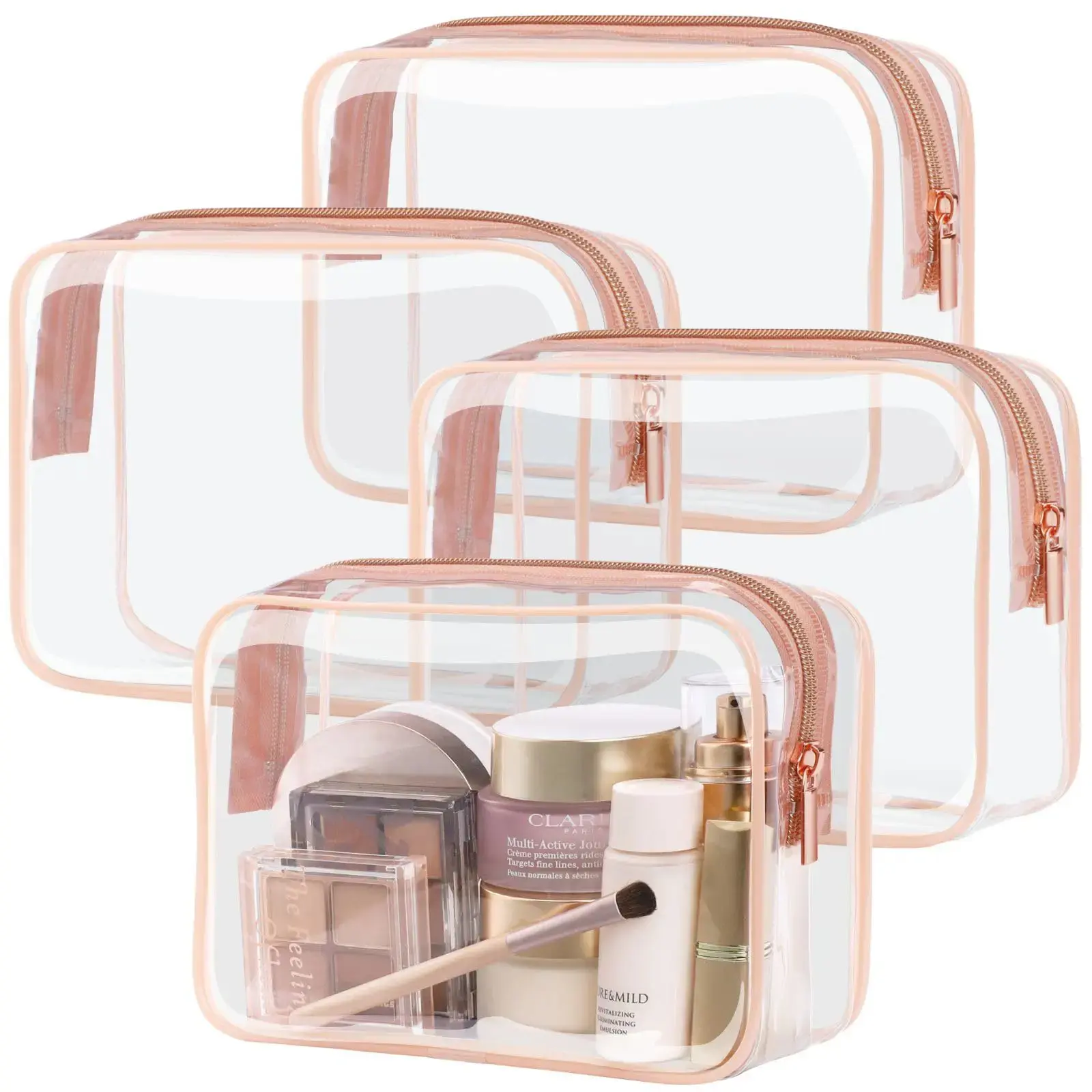 Clear TSA Approved Travel Toiletry Bag for Carry On/Quart Size Transparent Pouch for Airport Security Reusable See Through Organizer Men Women