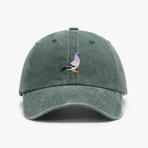 Embroidery Pigeon Spring vintage Baseball caps Men Women Water Washed Sunscreen Sun Hat Sports Fishing Sunshade Dad Hat