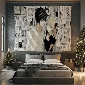 Anime Death Note Polyester Tapestry - Home Decor Wall Hanging for Living Room, Bedroom, Machine-Washable Easy-to-Hang Home Textile, Ideal Gift for Adults