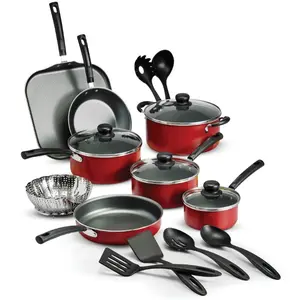Tramontina Primaware 18 Piece Non-stick Cookware Set, Red Tramontina Primaware 18 Piece Non-stick Cookware Set, Red