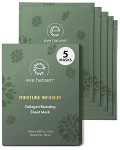 Eve Hansen Collagen Sheet Face Mask Set – Hydrating, Moisturizing & Nourishing Peel-Off Serum Masks with Hyaluronic Acid for Radiant, Dewy Skin – Moisture, Cleansing, Hydrate & Moisturizer Boost