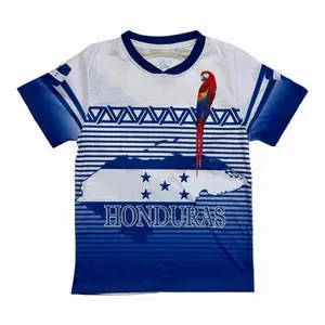 Honduras Flag Soccer Jersey with National Shield Blue and White Design for Fans Slim Fitting Team Support