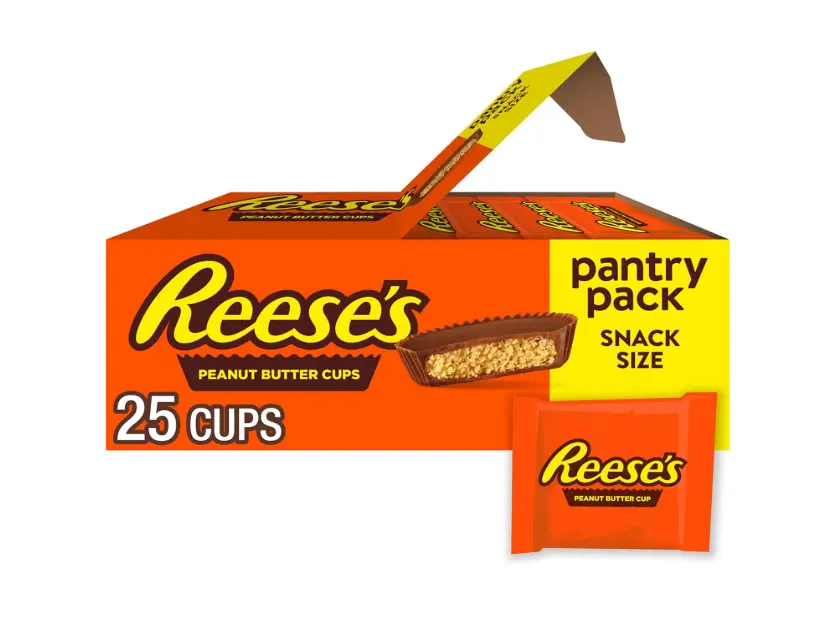 Milk Chocolate Snack Size Peanut Butter Cups, Candy Pantry Pack, 13.75 oz (25 Pieces)