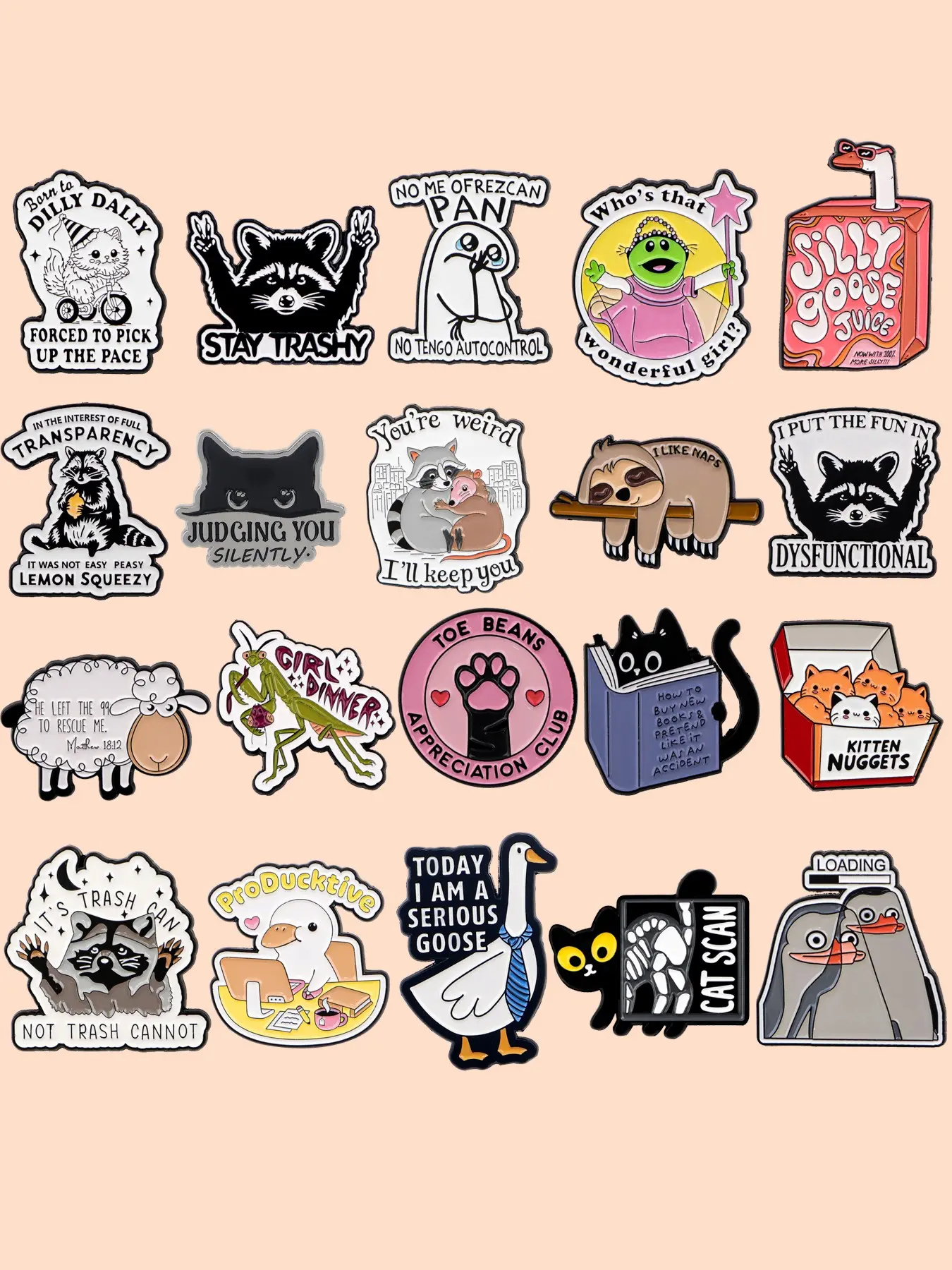 20pcs/set Cartoon Animal Design Enamel Pins, Zinc Alloy Badges, Badge Decoration, Elegant Hat Backpack Accessories, Holiday Gifts, Cute Style, All Seasons, Funny Pins
