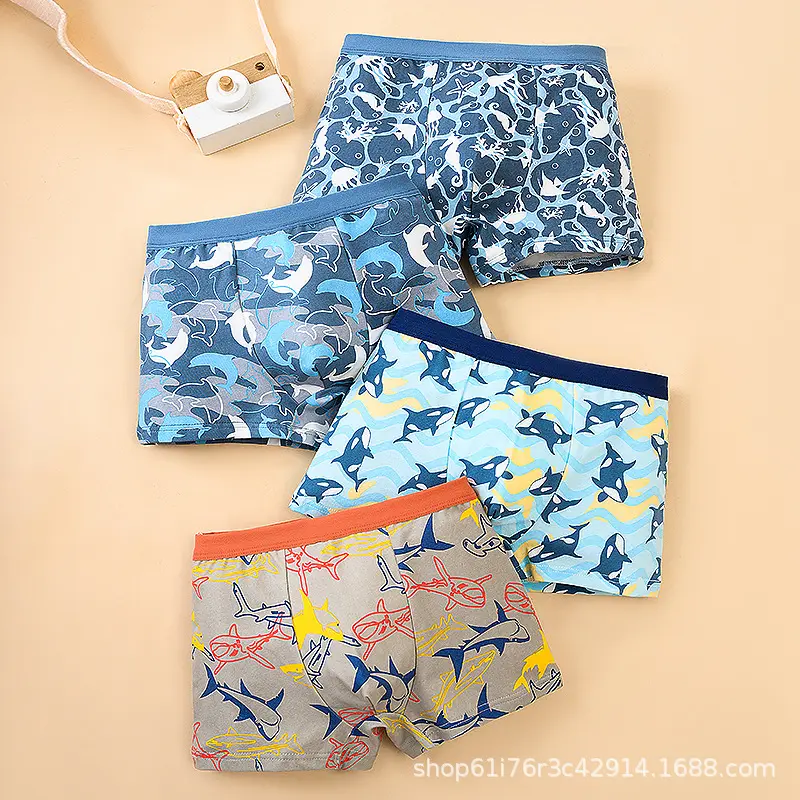 # springtok New Boy Underwear Cotton Four Corner Cartoon Dinosaur Pure Boys Small And Medium-sized Children's Wholesale