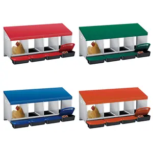 4 Compartments Chicken Nesting Boxes - Metal Chickens Laying Box with Roll Out Egg Collection & Lids, Wall Mount Hen Roosting Boxes Chicken Coop for Hens Goose Duck Rabbit