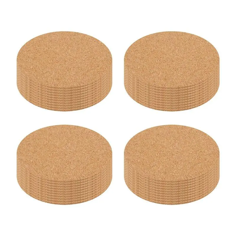 40-Pack Self-Adhesive Cork Round 3.5-Inch Backing Sheets — Cork Coasters for DIY Crafts — Bottom Protection