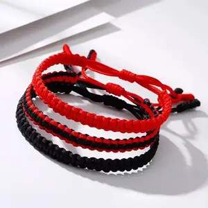 Handmade Braid String Bracelets For Women Red Black Woven Rope Adjustable Knots Bracelet  Men Wrist Strap Friendship Jewelry