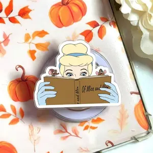 Fairytale Reader Phone Holder - Of Mice and Men Bookish Phone Grip - Aesthetic Library Princess Stand - Cute Literary Accessory for Readers - Unique Gift for Book Lovers - Royal Blue Bookish Decor