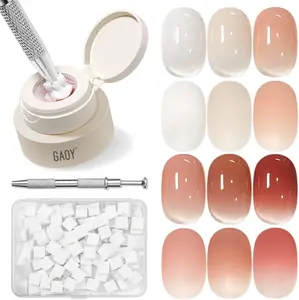 GAOY Cushion Ombre Painting Gel Kit, 6 Colors Gradient Patting Gel Polish with Sponges and Grabber Tool, for Ombre Nails Aura Blush Blend Nail Art Home & Salon Use, Pigmented No Wipe, Blush Girl