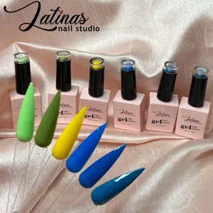 Latinas Nail Studio 6 Piece Set Latinas with Glitter Gel Various Color Shades for Beginners Easy to Remove Formula  Multicolor blue, green and yellow Set