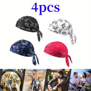 4 Pcs Do Rag Skull Cap Camo Bandana Dew Rags for Men Sweat Wicking Beanie Hard Hat Liners for Cycling Motorcycle momma