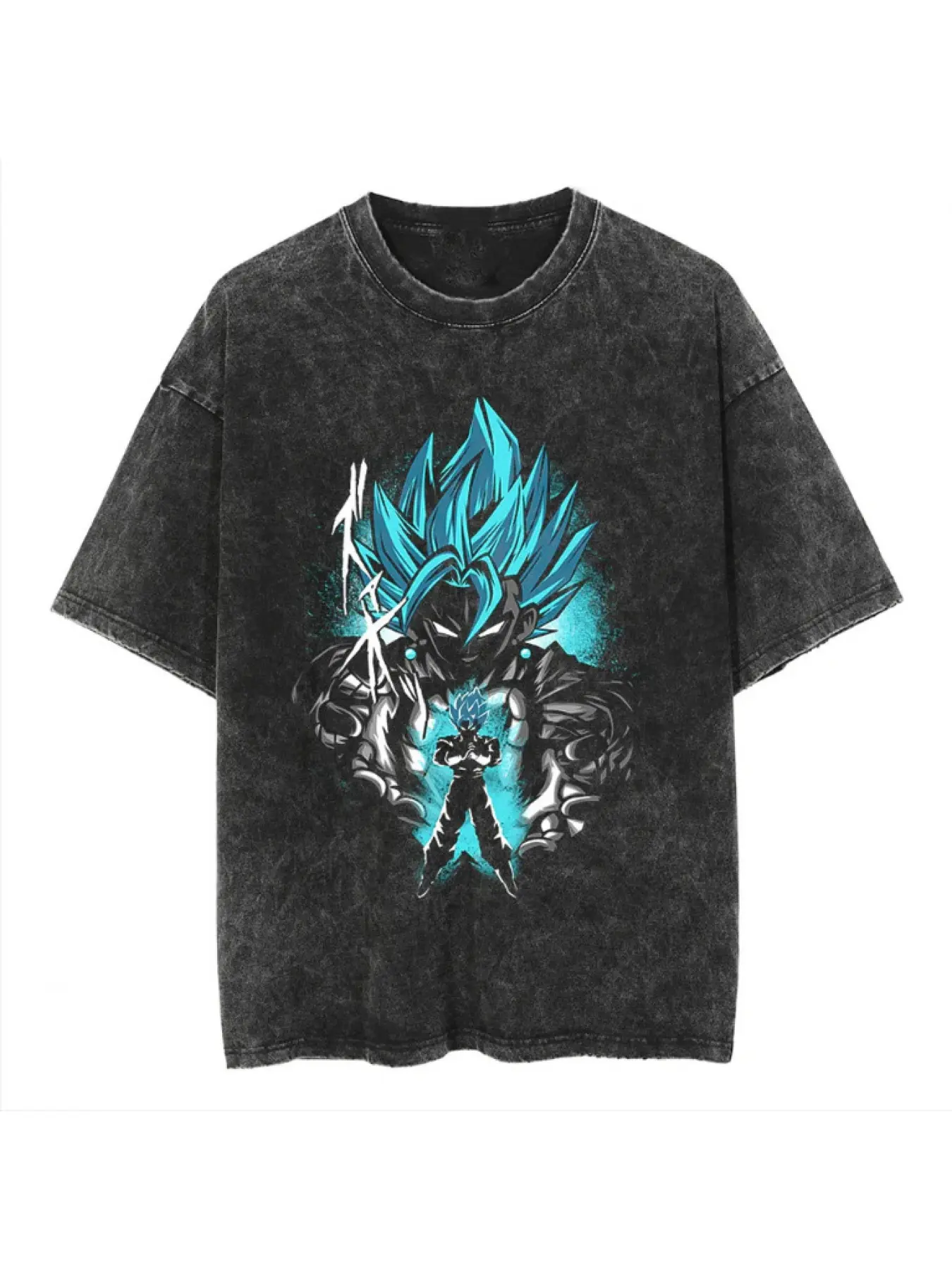 Vegito Super Saiyan Blue Anime T-Shirt, Vintage Washed Graphic Tee, Japanese Shonen Streetwear, Perfect Gift Cool Shirts,Graphic Washed Oversized Tees for Men & Women,Summer Round Neck Short Sleeve ,Sports Shirt,Workout T-shirt