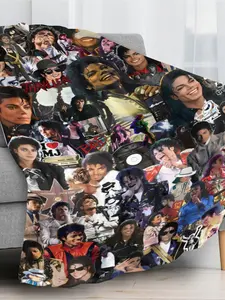 Michael Jackson Printed Flannel Throw Blanket, Premium Super Soft Comfortable Flannel Bedding, Multi-use Blanket for Sofa, Travel, Hiking Bed, Perfect Birthday Christmas Valentine's Day Mother's Day Gift for Music Fans