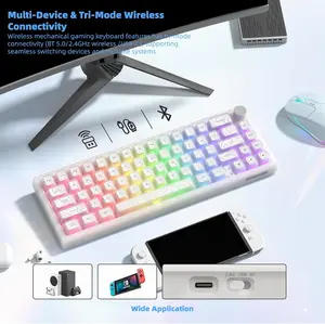 WOMIER Q61 v2 65% Wireless Gaming Keyboard with QMK/VIA Creamy Mechanical Design for Gamers Customizable & Compact Setup
