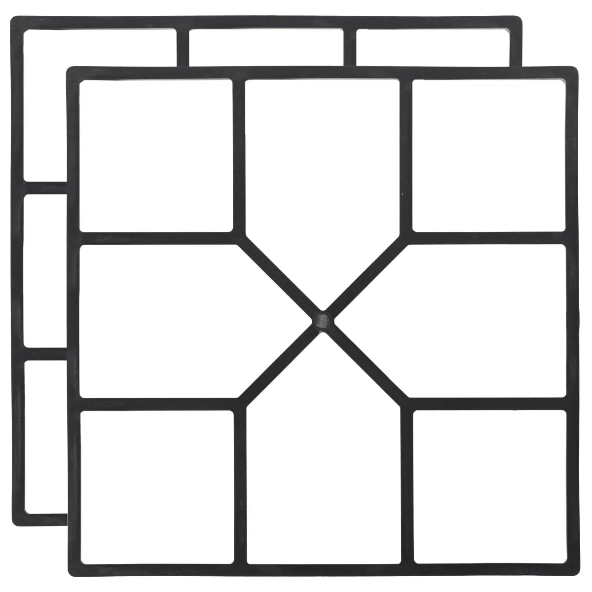 1.5 x 16 x 16 in. Decorative Pavement Mold Cement Form Stamp Walkway Maker Patio Stepping Stone Pavers Reusable Pathway Mould, Black - Pack of 2