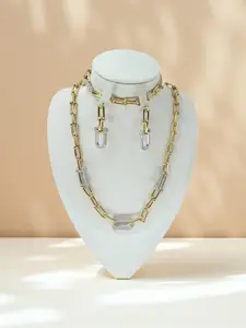 Elegant Women's Rhinestone Jewelry Set, Trendy Jewelry Set, Fashion Necklace & Bracelet & Earrings, Party Daily Wear Accessories, Complete Jewelry Set