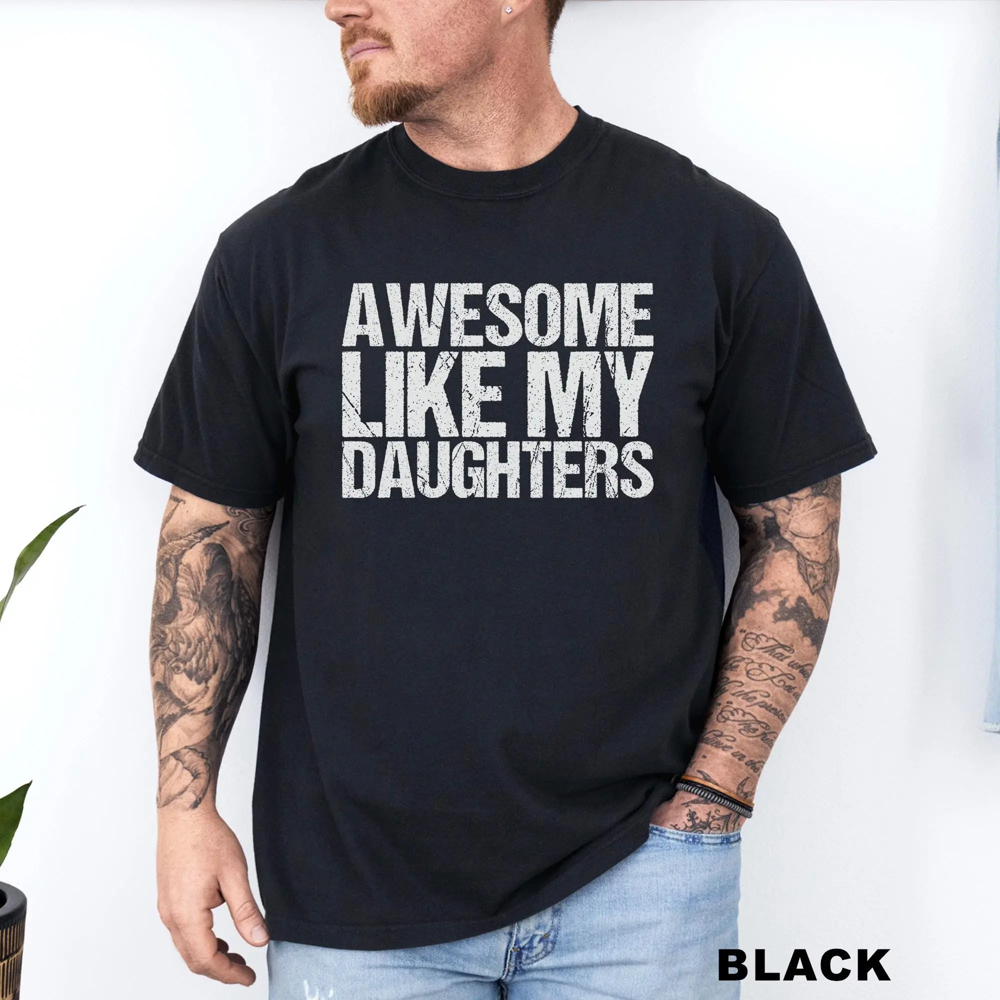 Awesome Like My Daughters Shirt, Daughters Father's Day Tee, Daughters Gift For Father, Dad Of Daughters Shirt