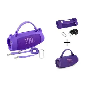 for JBL Charge 6 Waterproof Portable Bluetooth Speaker Silicone Case,Soft Protective Sleeve Cover with Shoulder Strap for JBL Charge 6 Speaker，This product comes with a protective case and a speaker.  Outdoor Travel VanLife Camping speaker