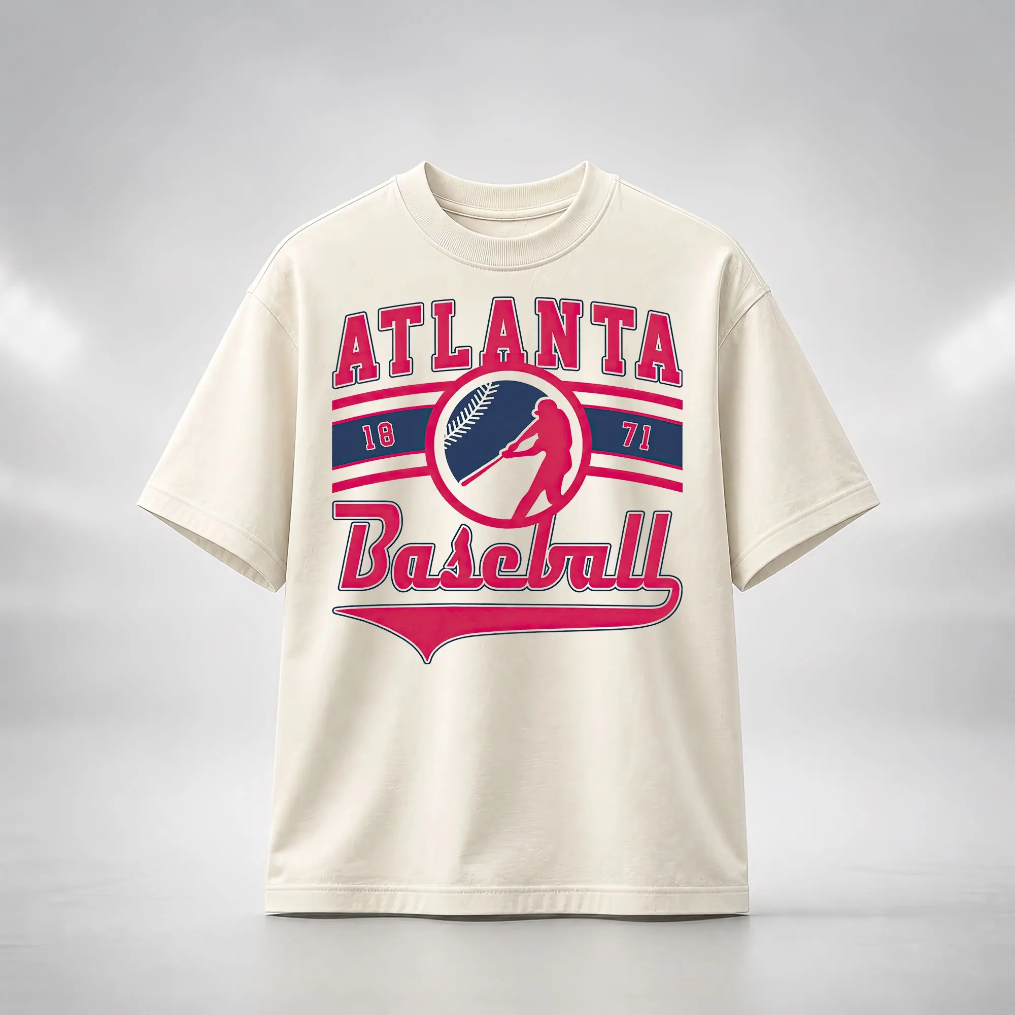 Atlanta Baseball Shirt, Vintage 1871 Navy Red Graphic Tee, Georgia Game Day Gift