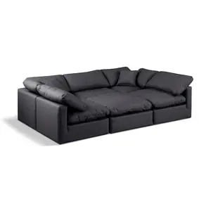 Indulge Black Vegan Leather Modular Sectional