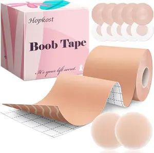 Breast Lift Tape for Large Breasts with 2 Pcs Nipple Covers Invisible Boobtape for A-G Cup(Beige,3 in) Breathable Clothing