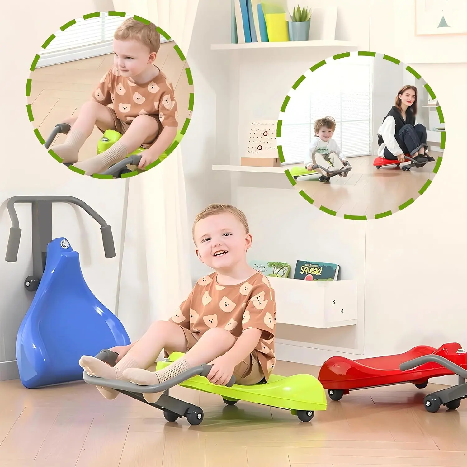 Safe No Battery Ride-On Wiggle Car for Kids 3-8 – Durable Stable Indoor Outdoor Toy for Active Screen-Free Play That Helps Build Balance Coordination Core Strength Motor Skills and Healthy Growth Through Everyday Fun Movement