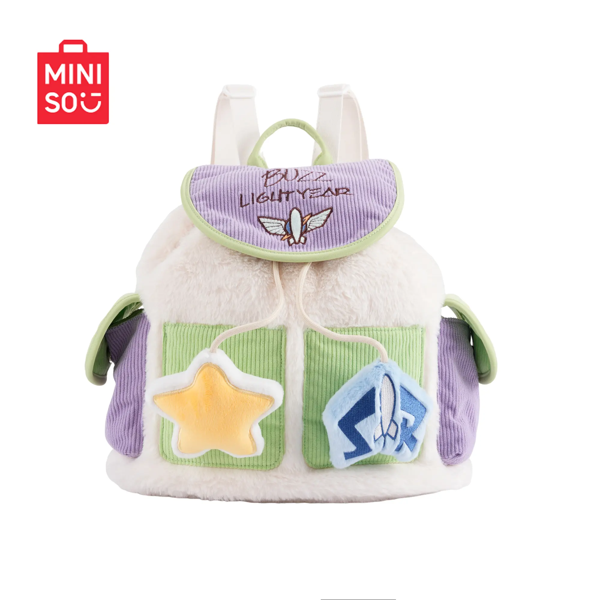 MINISO Toy Story Buzz Lightyear Happy Player Backpack. Cool Buzz Lightyear Character Printing, Lightweight Breathable Fabric, Casual Versatile Style Ideal For Summer Outdoor Trips, School And Daily Shopping. Spacious Lovely Anime Backpack