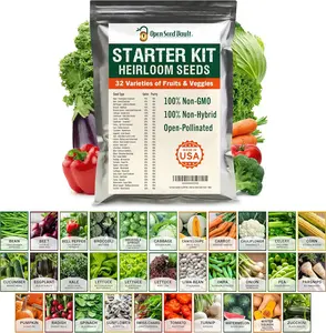 15,000 Non GMO Heirloom Vegetable Seeds for Planting Vegetables and Fruits (32 Variety Pack)