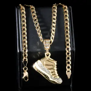 A1r Silver Stardust Basketball Charm Pendant | 14k Cuban Chain Necklace Gold Plated Fashion Jewelry