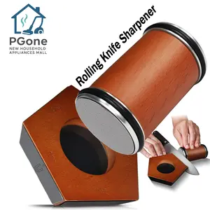 Rolling knife sharpener set with diamond and ceramic discs, 15°20°, different angles for sharp edges, suitable for any hardness of steel, wooden grips for honing knives sharpening Kitchen Gadgets