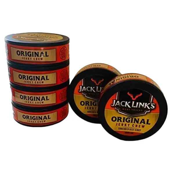 Jack Links Original Jerky Chew 0.32 oz Cans Pack of 6 Authentic Beef Jerky Snack Dried Meat