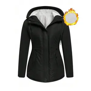 Women's Plus Size Winter Fleece Jacket, Casual Long Sleeve X-Type Plain Coat, Fitted Long Clothing for Fall & Winter