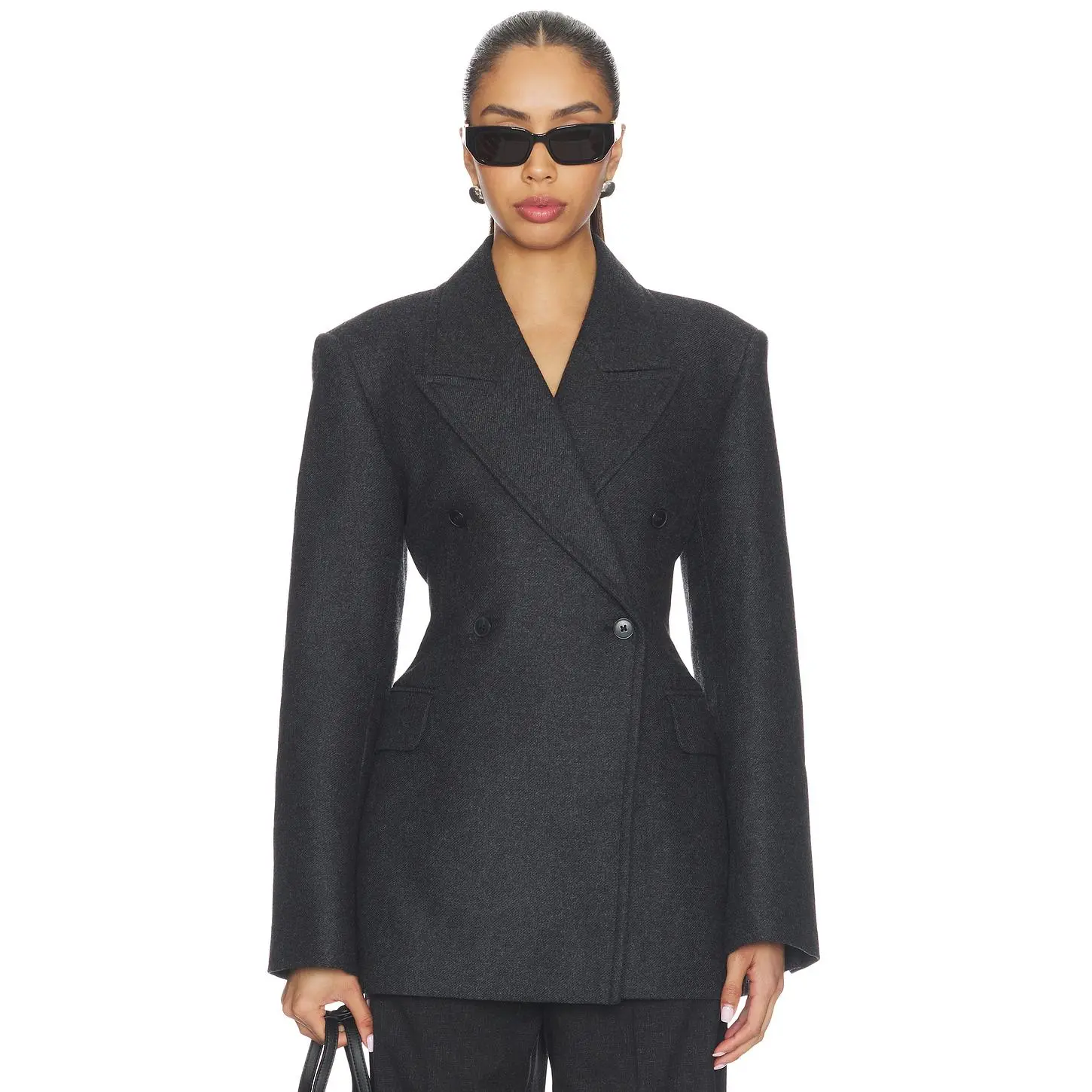EAVES Hulda Wool Flannel Blazer in Charcoal