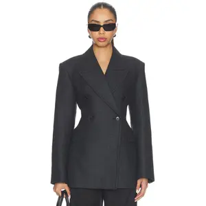 EAVES Hulda Wool Flannel Blazer in Charcoal