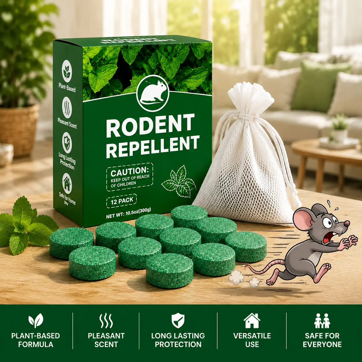 12 Pack Peppermint Mouse Repellent Pouches Natural Rodent Repellent Balls Safe For Home Garage Car Warehouse