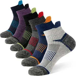 6 Pairs Merino Wool Ankle Running Hiking Socks Compression Support Breathable Thick Cushion No Show Socks for Women&Men Menswear Activewear