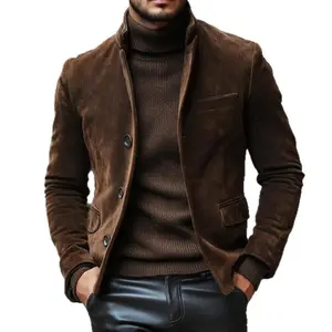 Men's New Autumn And Winter Retro Suede Work Jacket Casual Suit