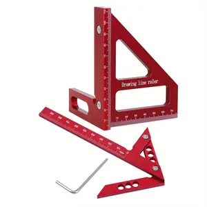 2pcs Carpenter Square Kit - Aluminum Square Protractor and Center Finder - Woodworking 3D Multi Angle Layout Measuring Ruler Center Scribe Gauge