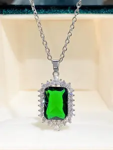 1 PC Elegant Cubic Zirconia Necklace Pendant For Women For Wedding Engagement Anniversary Party Jewelry Valentine's Day Gift
