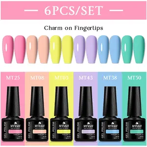 MTSSII 6pcs Macaron Gel Nail Art Polish Set, Dreamcolor Candy Gel Polish, Long-Lasting UV/LED Soak Off Formula, Perfect for DIY and Salon Use, Gel Manicure