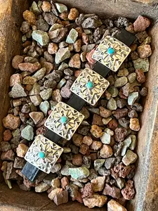 Sterling Silver and Kingman Turquoise Concho Slide, The Hayseed