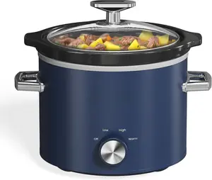 2 Quart Slow Cooker, Small Slow Cooker with Removable Ceramic Pot,  Warmer with 3 Heating Settings & Dishwasher Safe Glass Lid, Blue