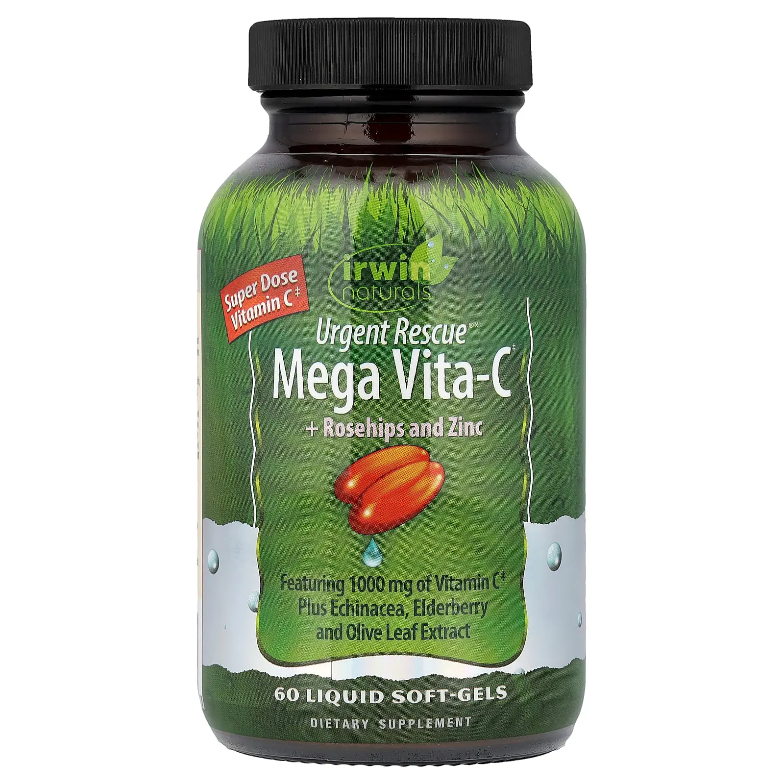 Irwin Naturals Urgent Rescue®, Mega Vita-C + Rosehips and Zinc, 60 Liquid Soft-Gels