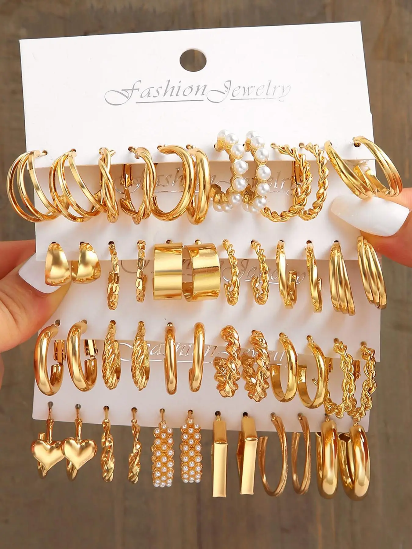 Women's Elegant Rhinestone Faux Pearl Decorative Alloy Hoop Earrings, Heart Shape Twisted Irregular Multilayer Design, Daily Casual Versatile Party Ac