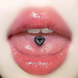 1Pc Trendy Sweet Cool Style Stainless Steel Heart Tongue Stud Unique Body Piercing High Quality Gift