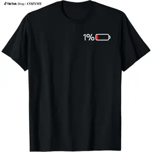 1% Battery I Funny Low Energy Percent T-Shirt