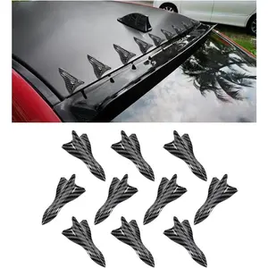 10PCS Car Diffuser Shark Fin Kit, car Decoration Self-Adhesive Compatible with Roof Wing Pointed, Bumper Exterior Accessories for SUV, Car (Carbon Fiber)