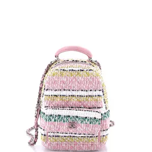 Pre-owned CHANEL Tweed Backpacks Classic CC Chain Pocket Backpack Quilted Mini by Rebag